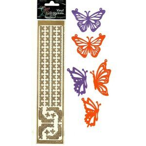 Butterfly Die Cut and Vinyl Boarder Sticker Set For Scrapbooking and Card Making